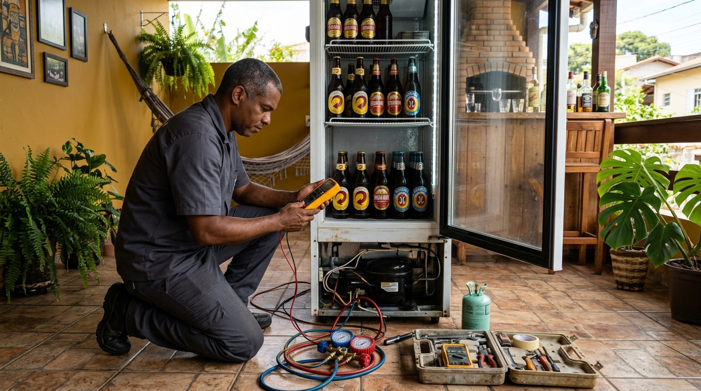 Conserto de placa eletrônica de cervejeira no Progresso, Blumenau‑SC