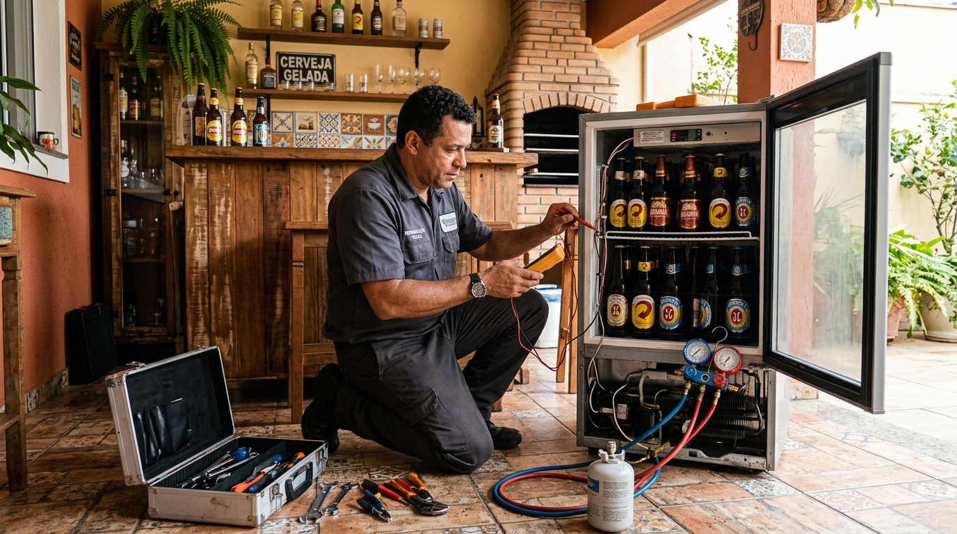 Recarga de gás refrigerante em cervejeira em atendimento no Progresso, Blumenau‑SC